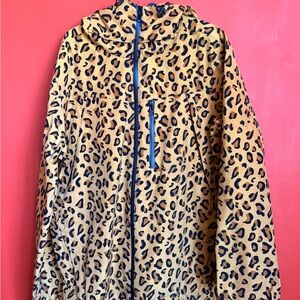 10.Deep Leopard Print Hooded Windbreaker Raincoat in Tan and Black | Waterproof